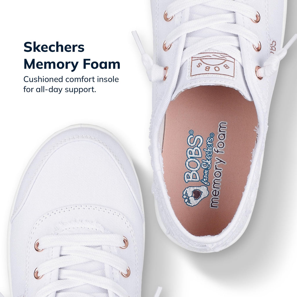 Skechers Women's Bobs B Cute Sneaker – Memory Foam, Flexible Outsole, Lightweight Vegan Shoes, White, 9.5