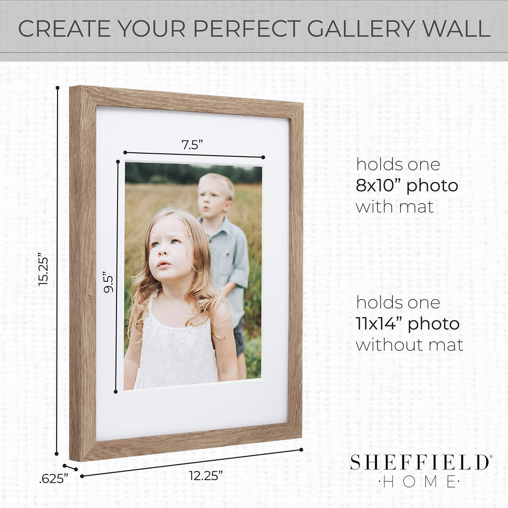 Sheffield Home 9 Piece Gallery Wall Frame Set, 11x14 Inch, Light Natural