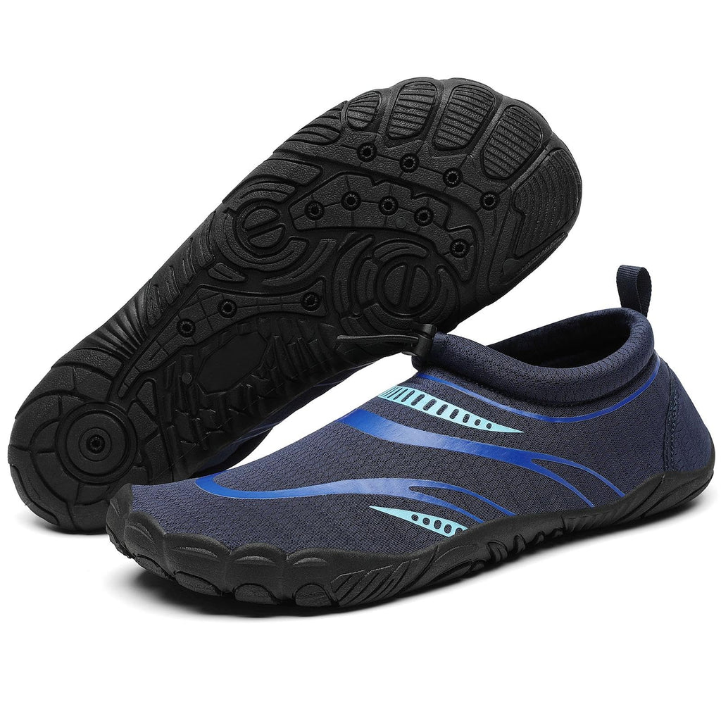 Mishansha Water Shoes Men Quick Dry Swim Shoes for Men Lightweight Non-Slip Aqua Beach Blue Black-E0153 12.5 Women/10.5 Men