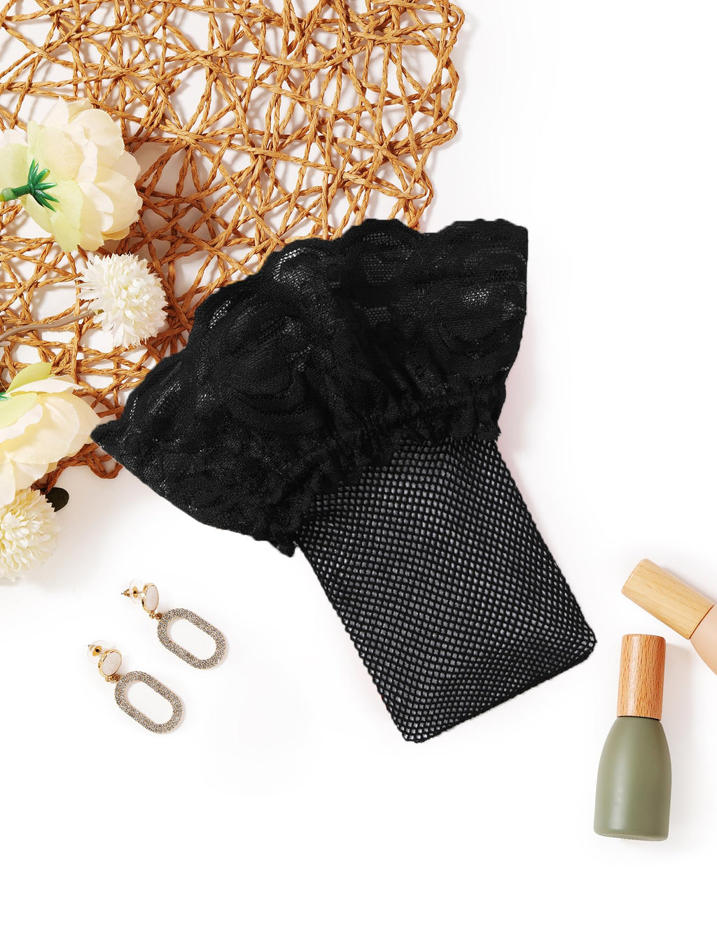Avidlove Lace Top Thigh High Stockings Sexy Fishnet Tights Sheer Pantyhose Hosiery Lingerie Tights for Women Black Medium Fishnet