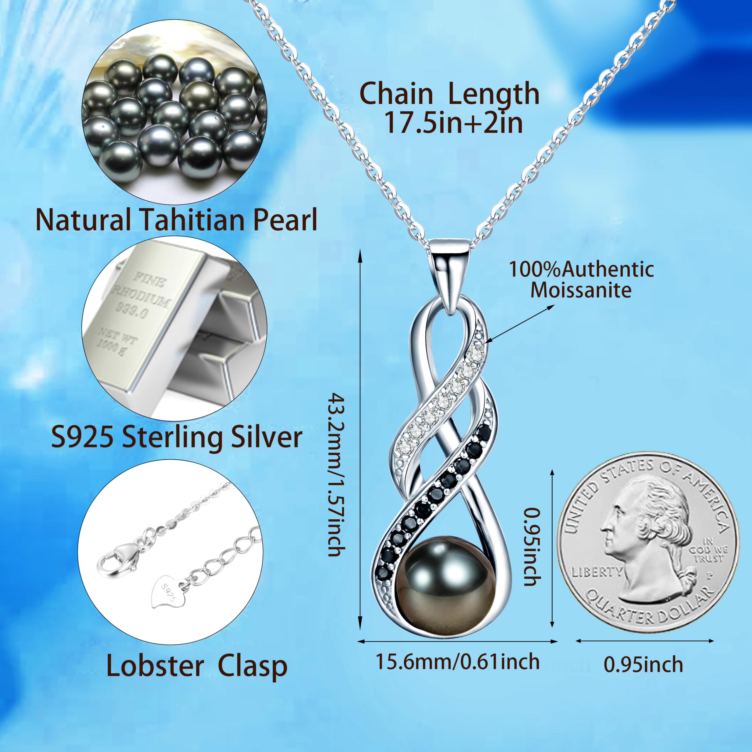 NONNYL Valentine's Day Gifts for Women Gift for Wife Grandma Gifts Anniversary,Tahitian Black Pearl, Mothers Day Gifts, Wedding Couples Birthday Christmas Day Gift