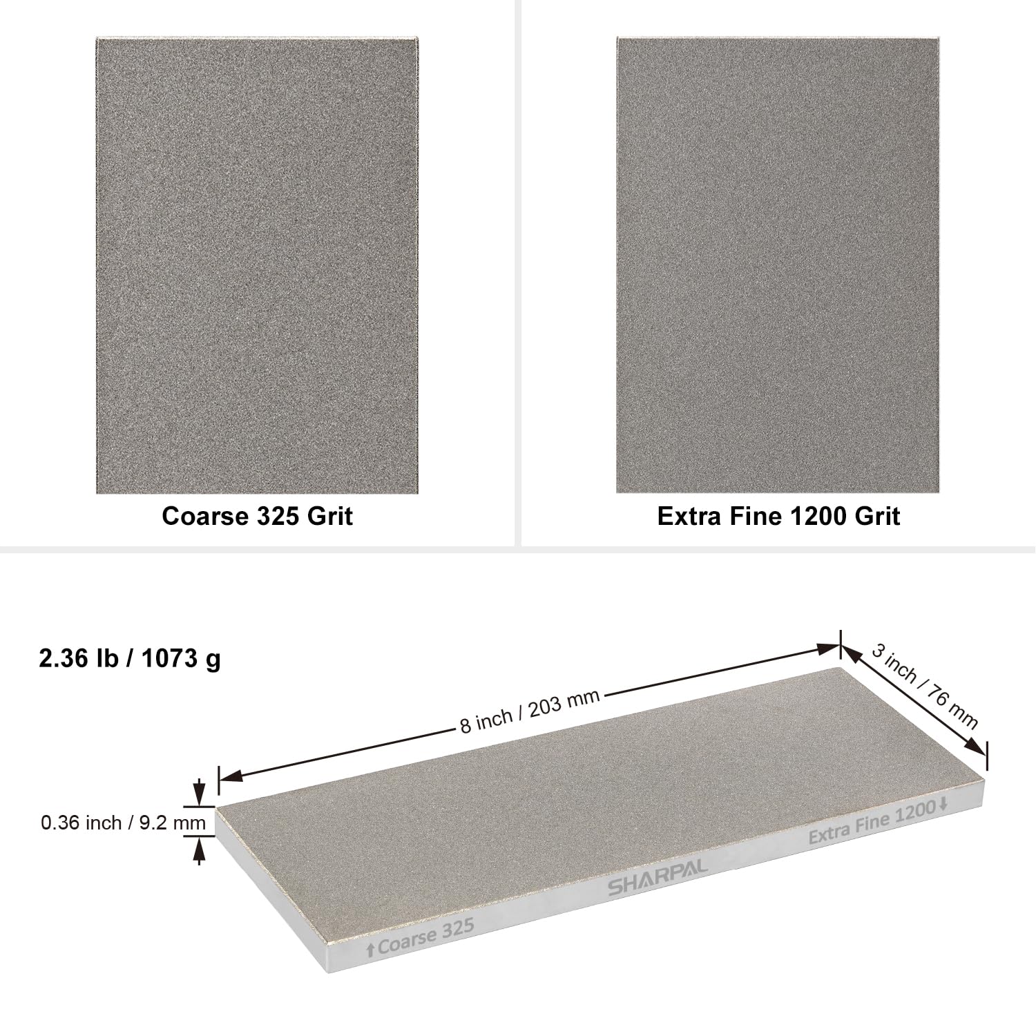SHARPAL 162N Double-sided Diamond Sharpening Stone Whetstone Knife Sharpener |Coarse 325 / Extra Fine 1200 Grit | Storage Case with NonSlip Base & Angle Guide (8 in. x 3 in.)