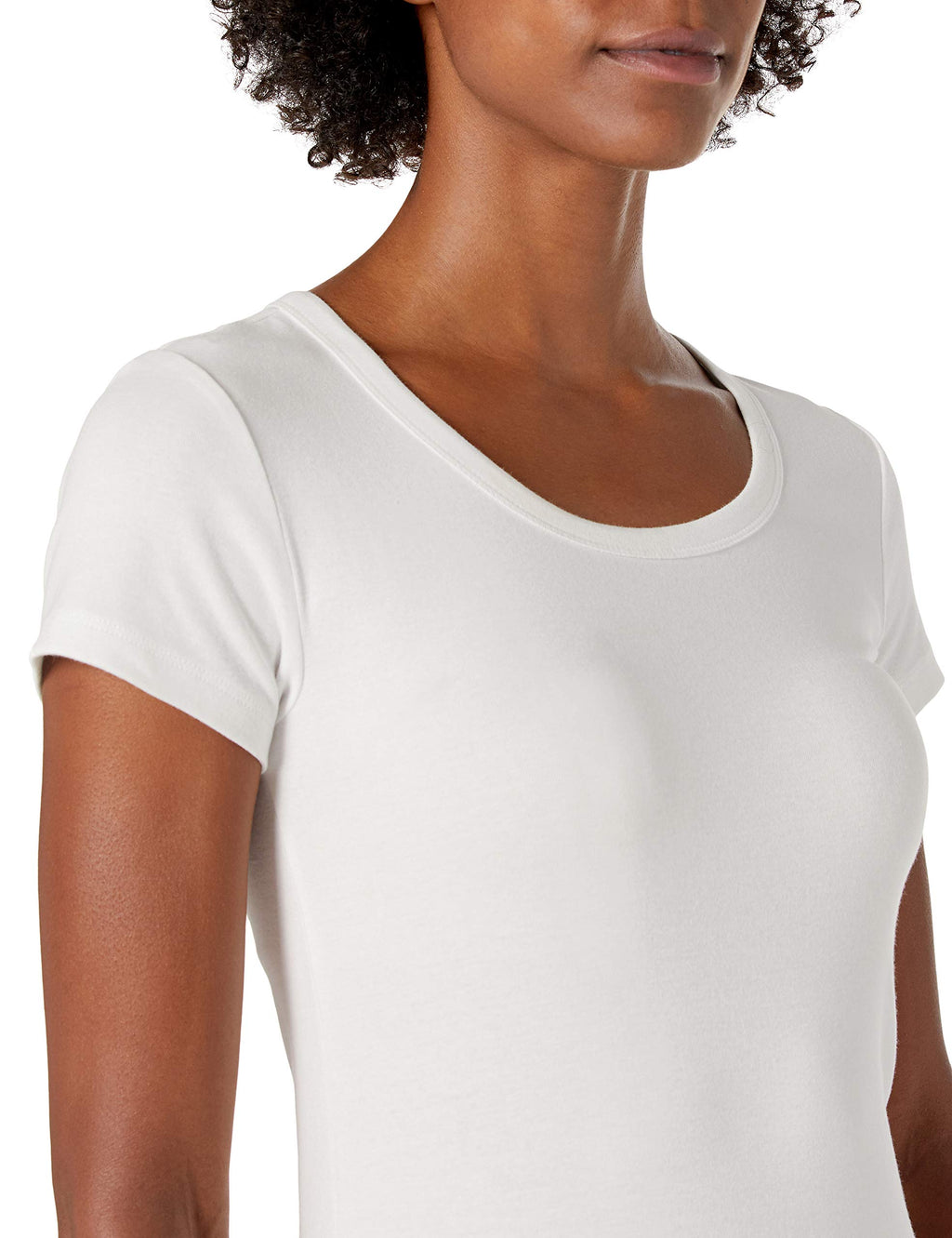 Amazon Essentials Women's Slim-Fit Cap-Sleeve Scoop Neck T-Shirt, Pack of 2, White, Large