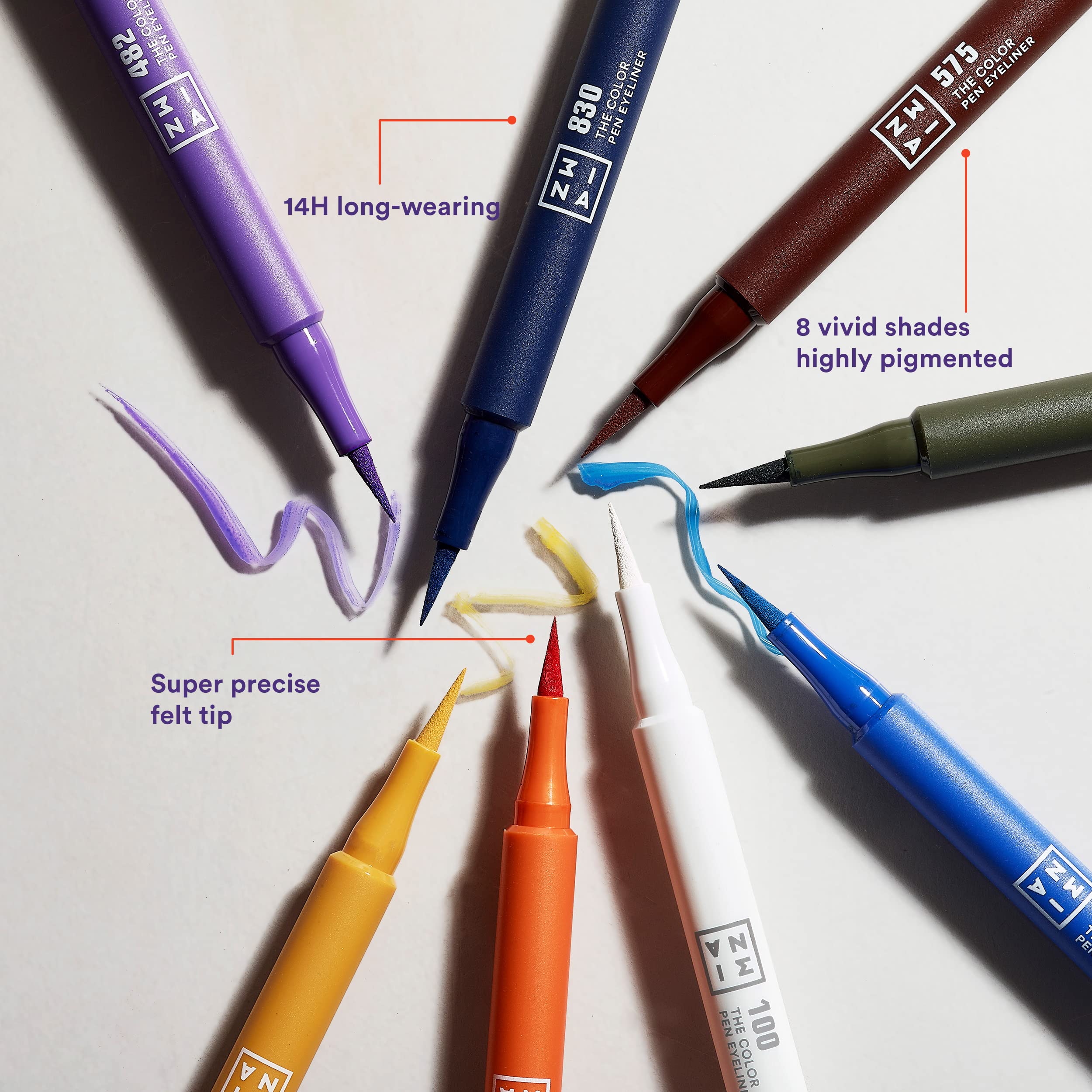 3INA The Color Pen Eyeliner - Waterproof Colorful Liquid Eyeliner Pencil for Bold Looks - Precise Felt Tip - 14 Hour Wear Eye Makeup - 830-0.034 oz