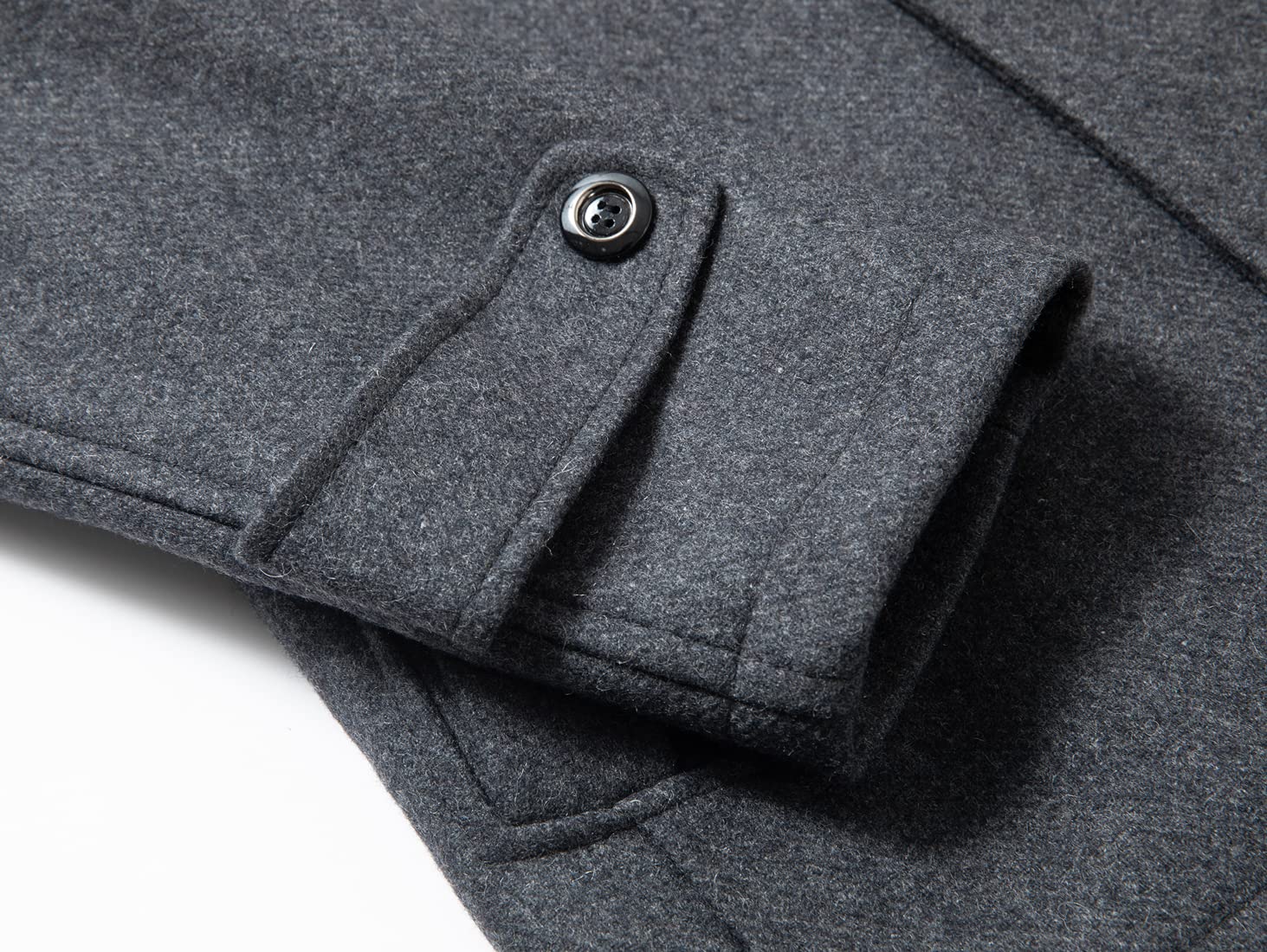 chouyatou Men's Winter Stylish Wool Blend Single Breasted Military Peacoat (Small, Dark Grey)