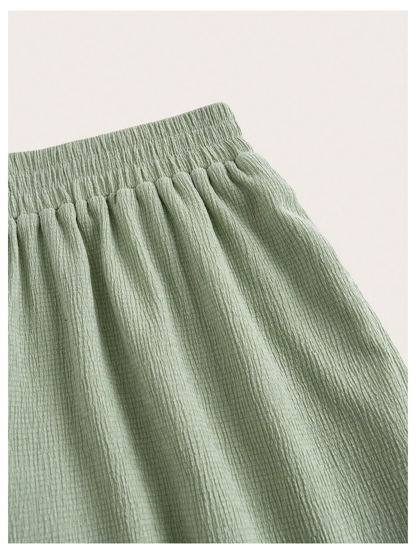 WDIRARA Women's 2 Piece Set Ruched Strapless Tube Top Wide Leg Pants Outfits Green Small