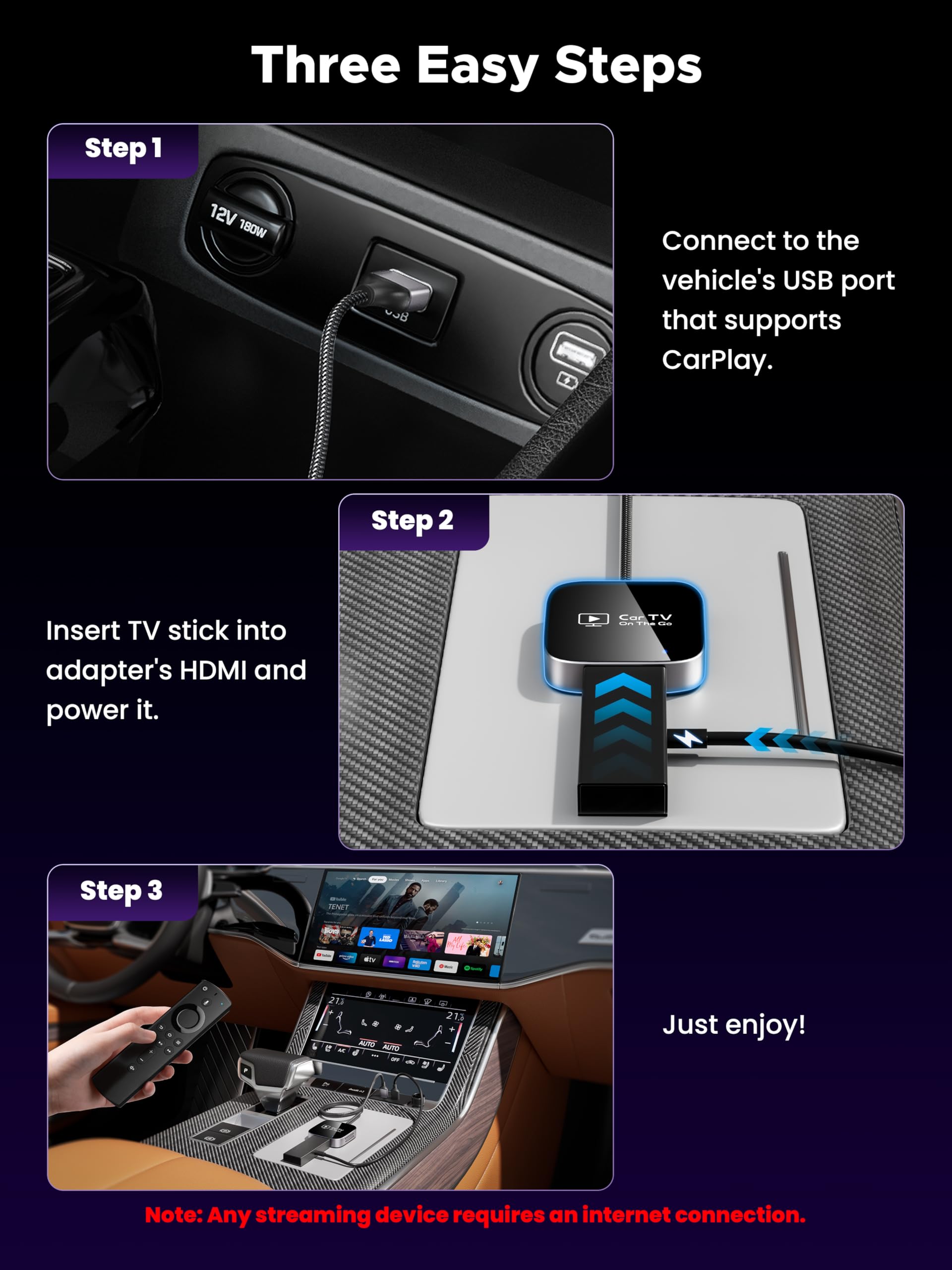 2-in-1 Wireless CarPlay Adapter & Car TV Mate Pro 2026 [Anti-Interference, Metal Case] Convert Wired to Wireless Car Play with HDMI Input for TV Stick, Screen Mirroring & Streaming, Fit for 2016+ Cars