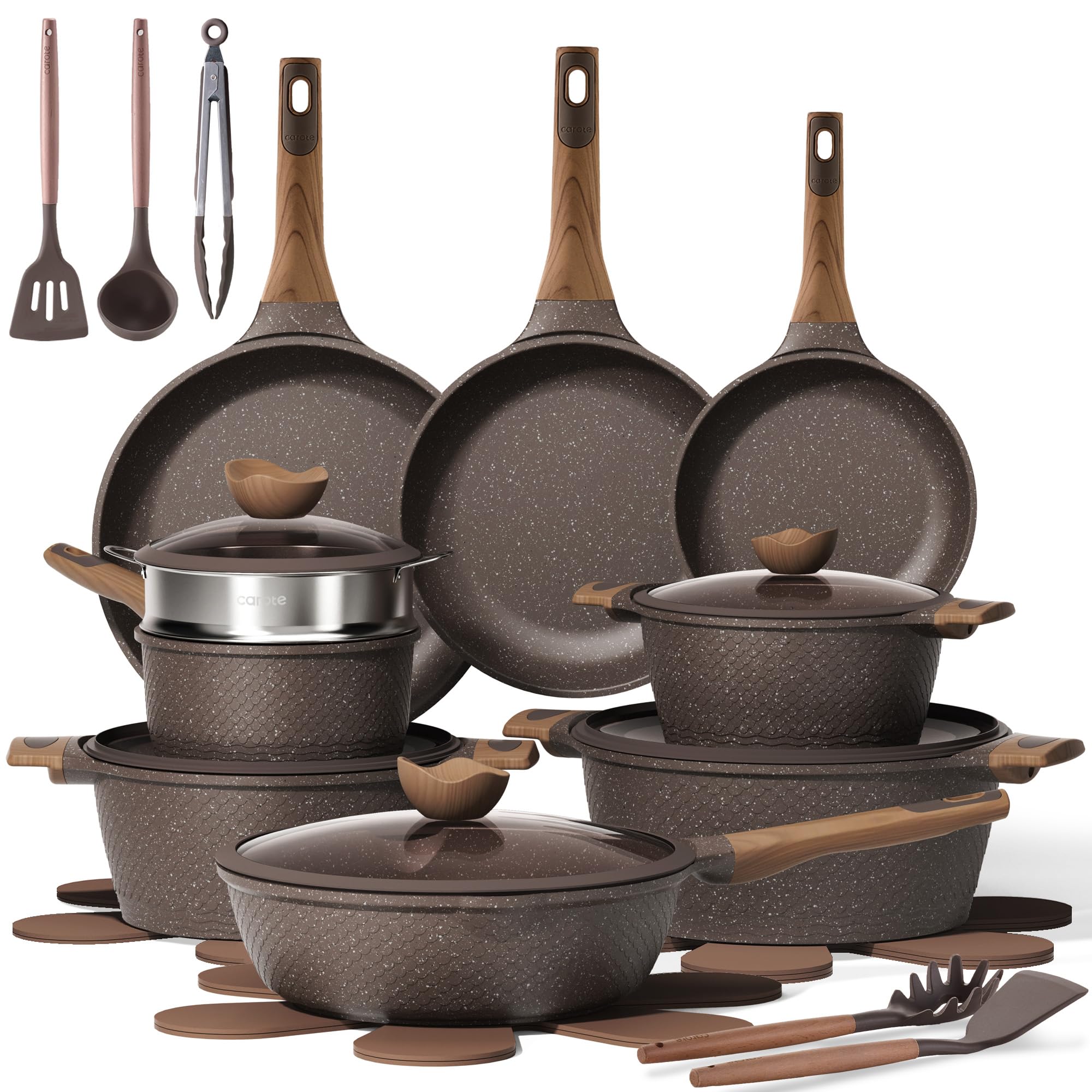 CAROTE 26PCS Pots and Pans Set Non Stick, Cookware Set Pots and Pans Induction Cook Ware, Nonstick Kitchen Cooking, PFOA Free