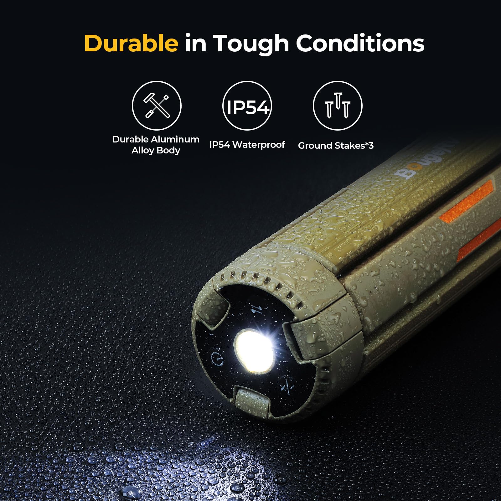 BougeRV Upgraded Telescopic Camping Light, 15600mAh Rotatable Electric Lantern, Collapsible Outdoor Light, Cordless Flashlight, Waterproof, Tent Lamp for Camping, Emergency, Hiking, Outdoor