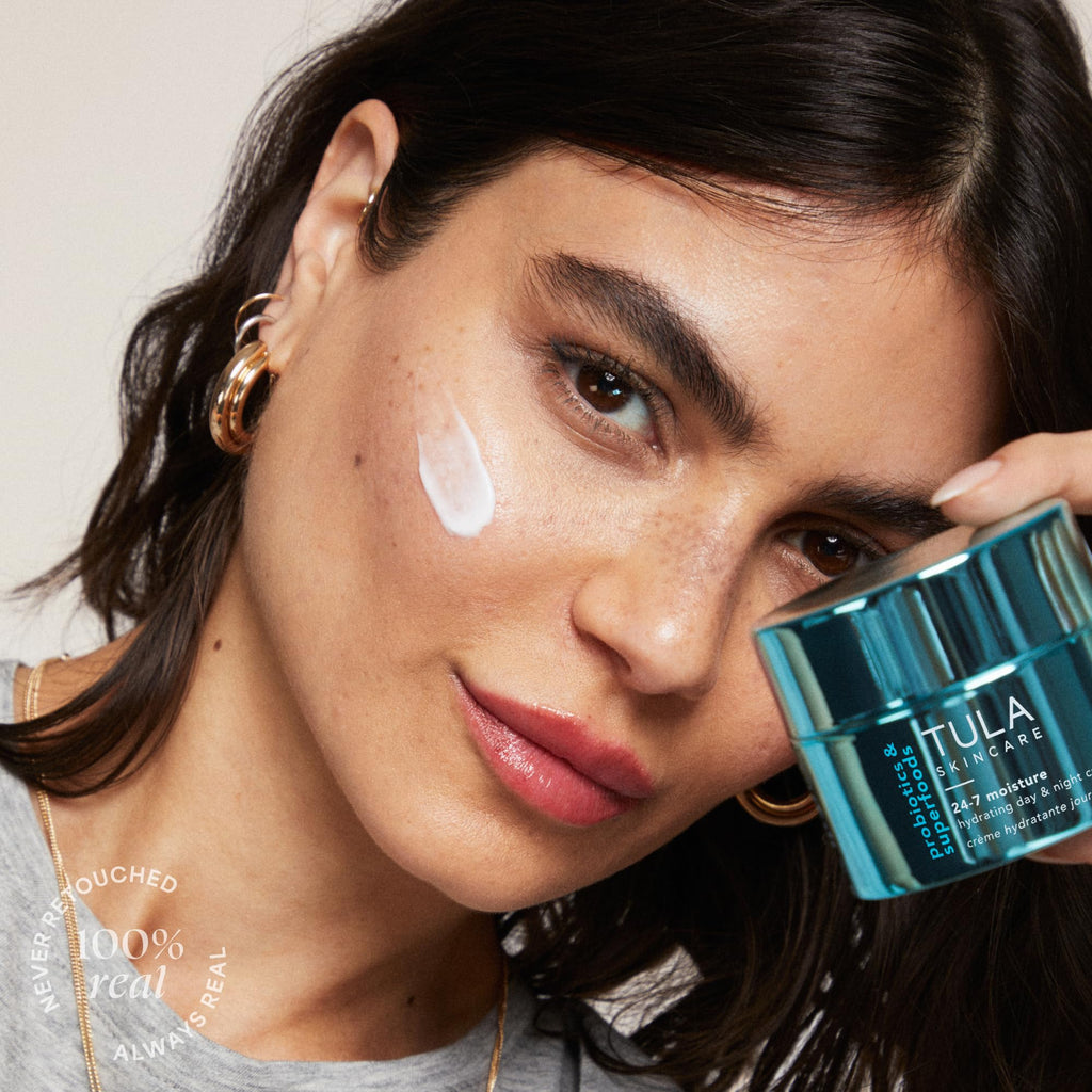 TULA Skin Care 24-7 Chrome Hydrating Day & Night Cream - Anti-Aging Moisturizer for Face, Contains Watermelon & Blueberry Extract in Chrome Packaging, 1.5 oz.