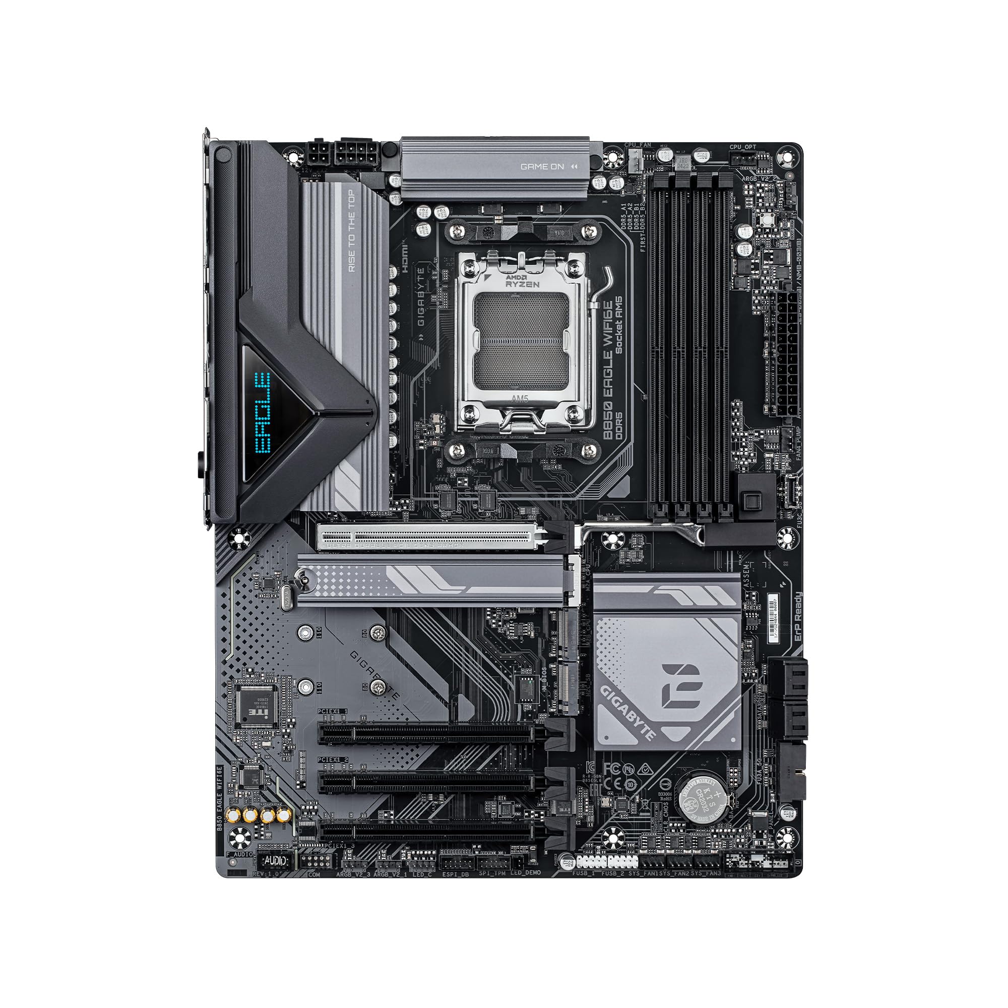GIGABYTE B850 Eagle WIFI6E AMD AM5 ATX Motherboard, Support AMD Ryzen 9000/8000/7000 Series, DDR5, 8+2+2 Power Phase, 3X M.2, PCIe 5.0, USB-C, WIFI6E, GbE LAN, EZ-Latch, 5-Year Warranty