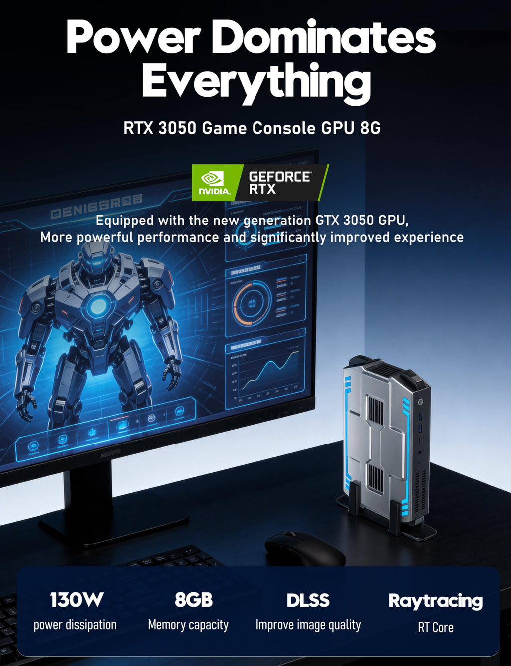 FUNYET Mini Gaming PC,Window 11 Pro Desktop Computer,Tower PC 2026,i7-12700HK Processor (14C/20T,up to 4.7GHz),RTX 3050 8G Graphic,32GB RAM 1TB SSD,Support 4K Display, Dual LAN,WiFi 5,BT 5.0,RGB