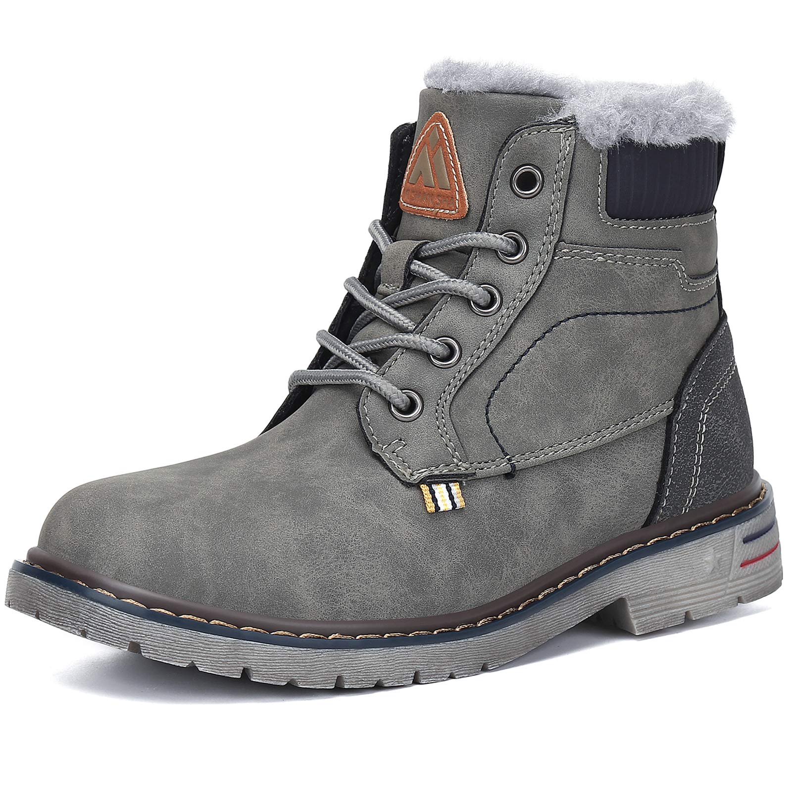 Mishansha Boy's Girl's Winter Snow Boots Waterproof Kids Hiking Boots Cold Weather Outdoor Fur Lined Warm Walking Boot Shoes Grey 12.5 Little Kid
