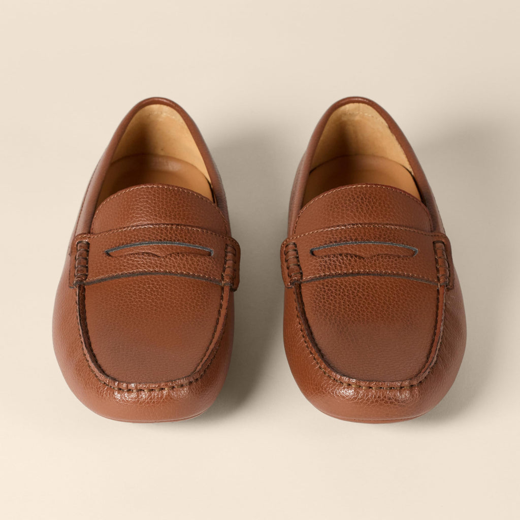 Amazon Essentials Men's Casual Driving Moc Loafers Slip-On Shoes, Tan Faux Leather, 9