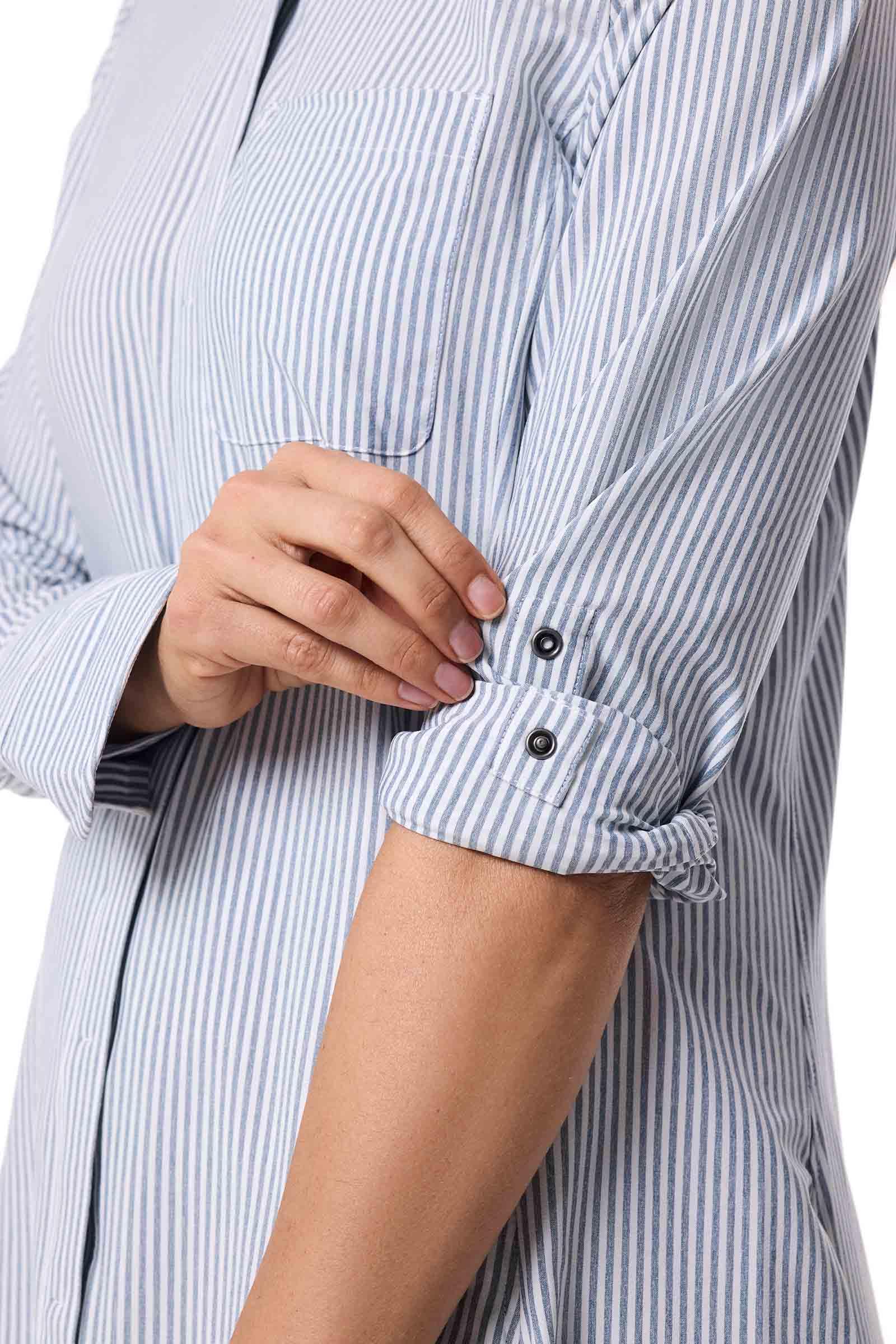 Travel Dress - UPF 50+ Sun Protection - Malta in White/Navy Stripe