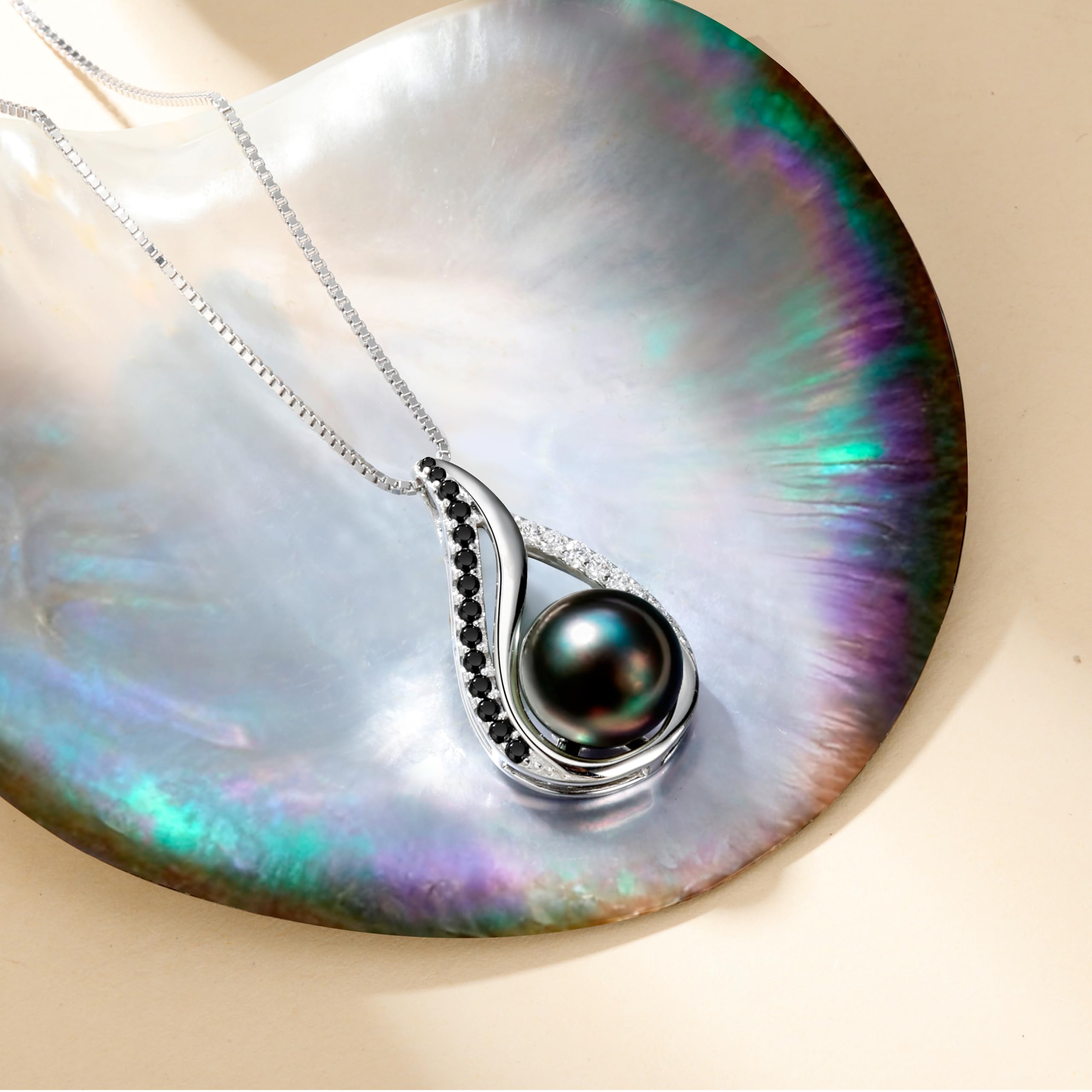 Valentines Gifts For Her Women-Wife- Real Tahitian-Pearl-Necklace, Anniversary Birthday Gifts for Wife Christmas - Mother's Day Gift for Mom - Companion Necklace For Women Luxury Fine Jewelry