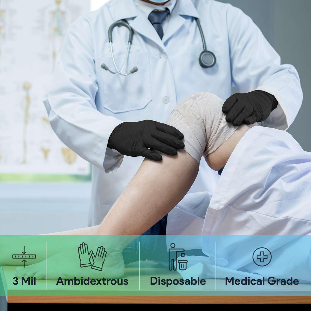 Black Medium Nitrile Gloves Case of 1000 - Medical Grade - Latex-Free, Powder-Free - Disposable Nitrile Gloves - Medical Exam, Lab, and Industrial Use