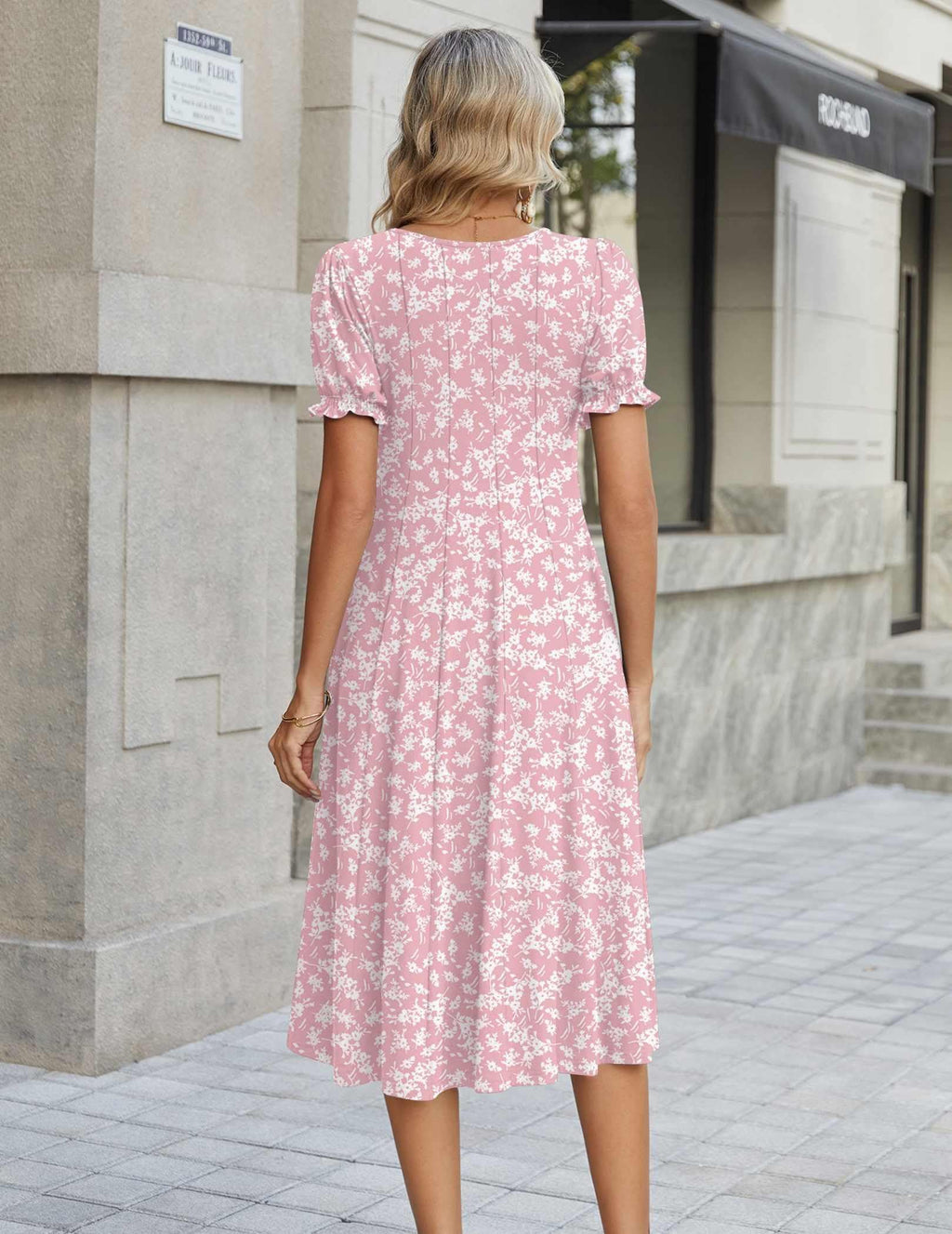 Zeagoo Womens Spring Midi Dress with Pockets Pink Floral Dresses Short Sleeve Casual Dress 2026 Long Sundress, Pink Floral,M