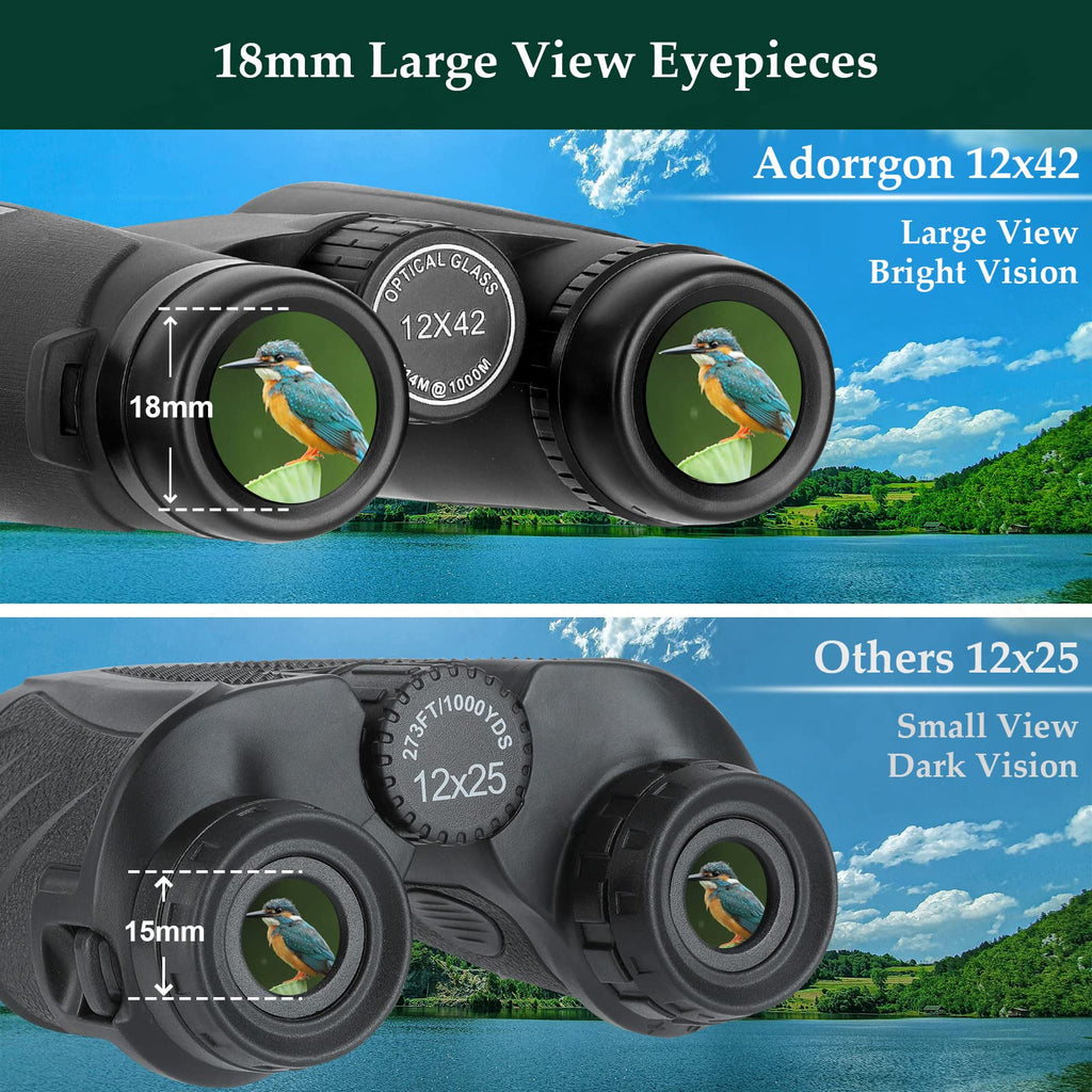 Adorrgon 12x42 High Powered Binoculars for Adults, Phone Adapter and Tripod