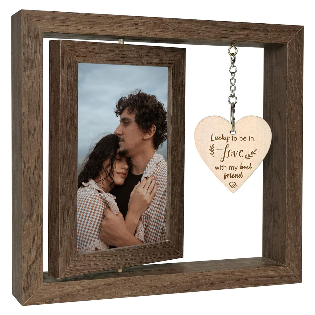 EYITUPC Lucky to Be in Love with My Best Friend Birthday Anniversary Picture Frame Boyfriend Girlfriend Husband Wife Fiance Couples Gifts (Display Two 4x6)