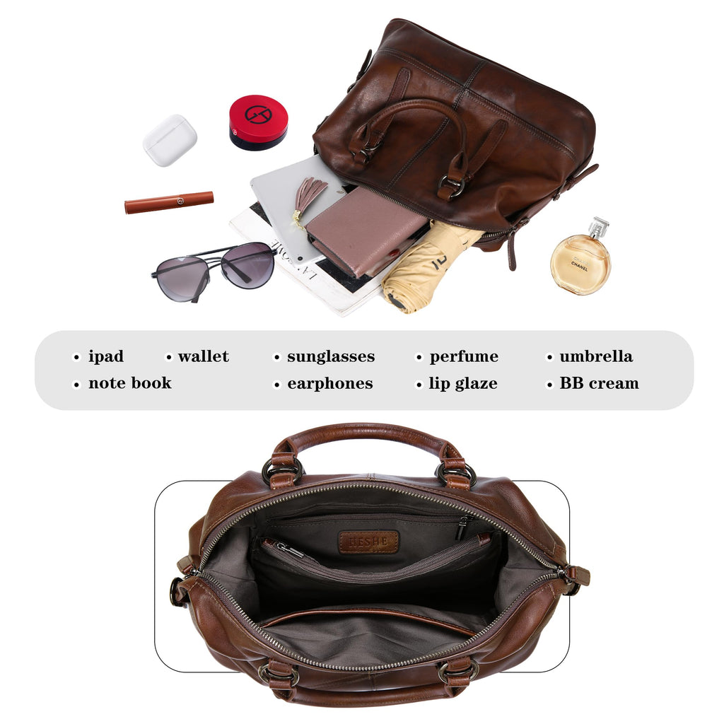 HESHE Leather Tote Bag Shoulder Purses for Women Satchel Handbags(Coffee)