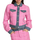 Victoria's Secret PINK | Elle Denim Tweed Jacket, Pink Tweed/Blue Wash, M