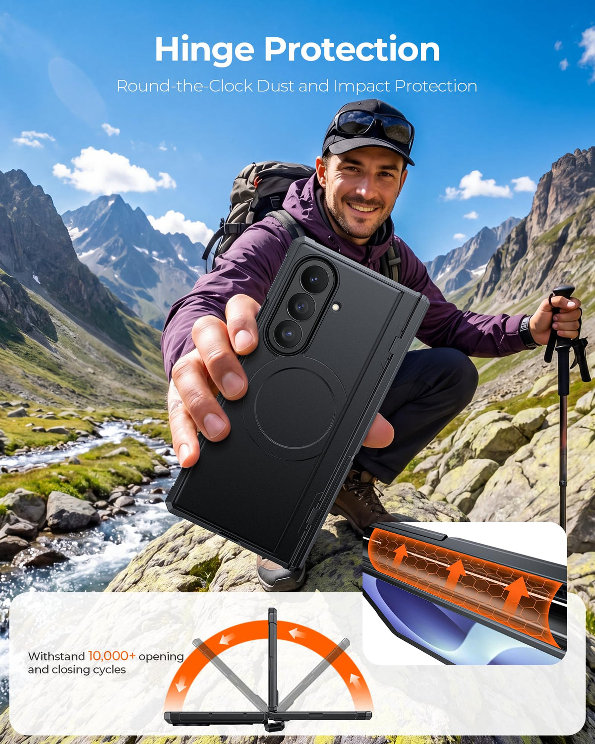 Kaiiecal for Samsung Galaxy Z Fold 8 Ultra Case [Fit for Magsafe] [Dual-Kickstand] [Hinge Protection & Screen Protector] Full Body Shockproof Phone Cover for Samsung Z Fold 8 Ultra 2026 5G, Black