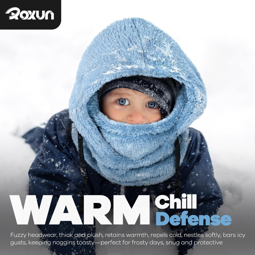 ROXUN Ski Mask Fleece Balaclava, Windproof Face Mask Winter Warm Neck Cover Hat Hood for Men Women Black