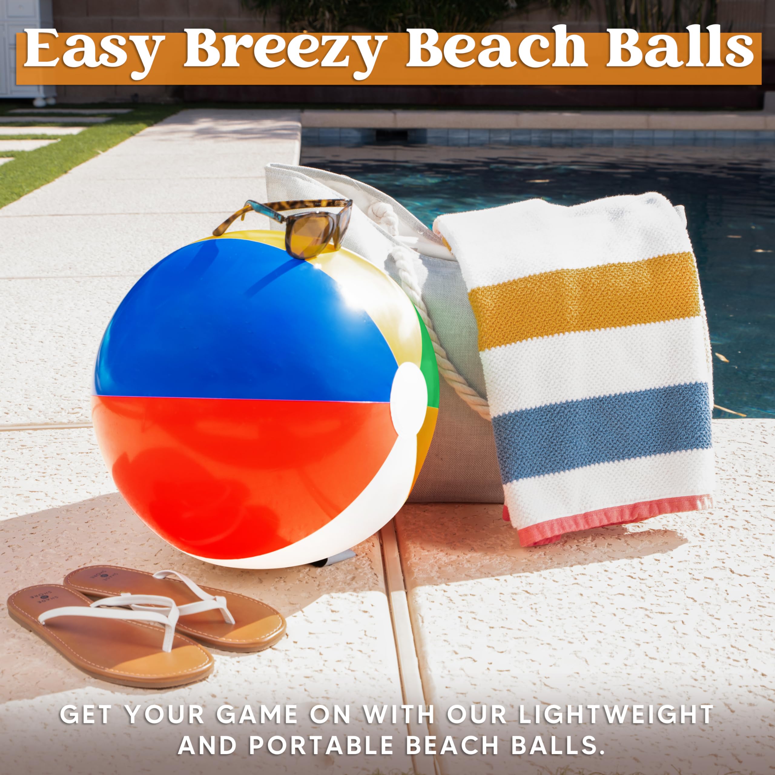 JOYIN 4-Pack 20" Beach Balls - Large Rainbow Beach Ball Inflatable Pool Toys for Party Supplies Decorations, Adults Kids Birthday Luau Summer Beach Water Games Beachball Party Favors