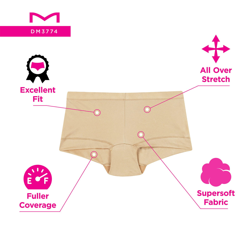 Maidenform Women's Underwear Boy Shorts Pack, 3-Pack, Microfiber Boy short Underwear Women Pack, Coverage Panties for Women