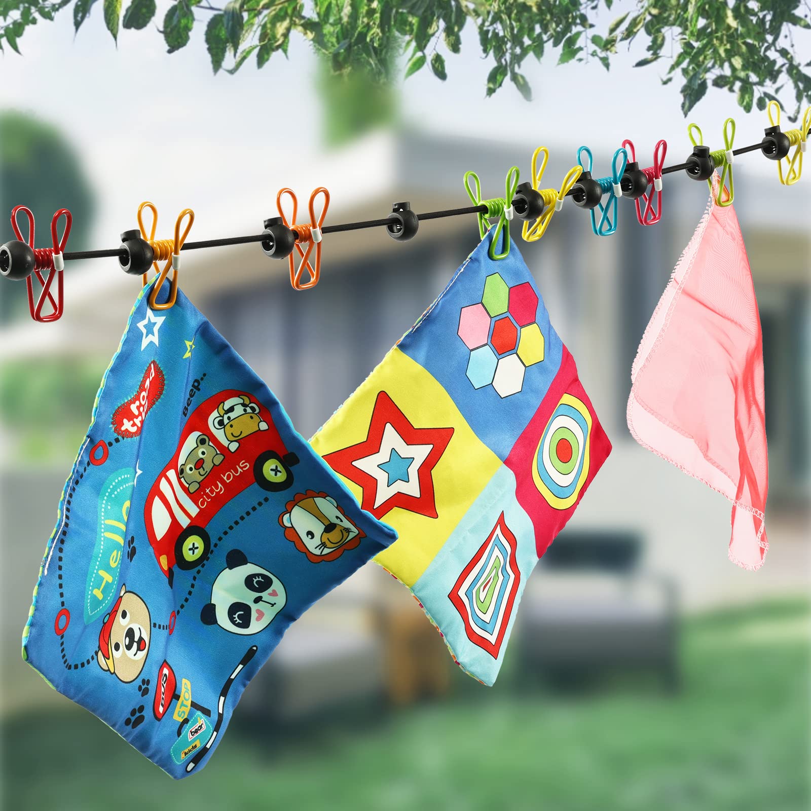 Retractable Portable Clothesline for Travel, Clothing line with 12 Clothes Clips, for Indoor Laundry Drying line, Outdoor Camping Accessories