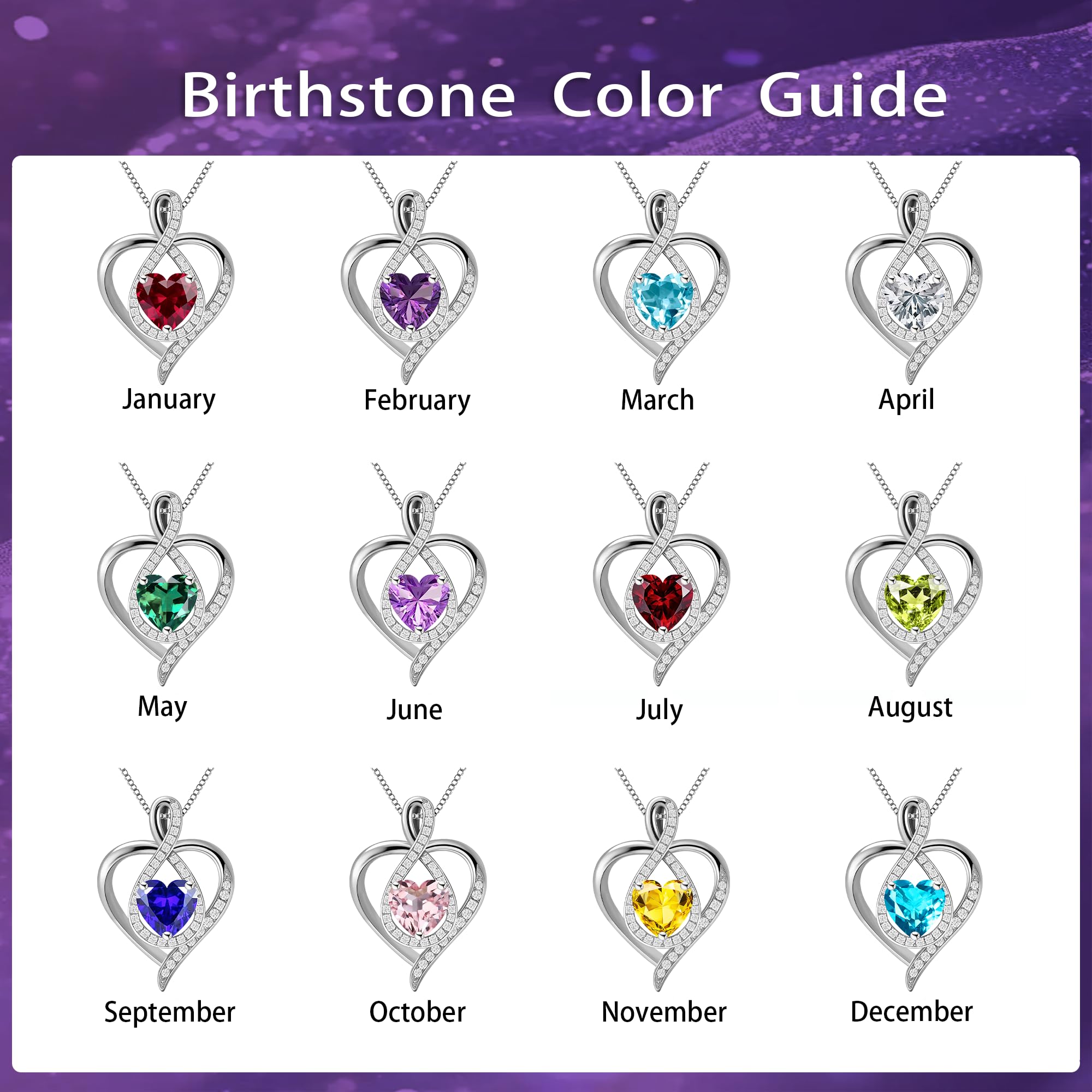 AXRGBF 925 Sterling Elegant Heart Pendant Silver Infinity Birthstone Necklace for Women-Ideal Gift for Wedding Mothers Day Anniversary Valentine's Day/Birthday Girlfriend Mom Wife (Silver-11-Nov)