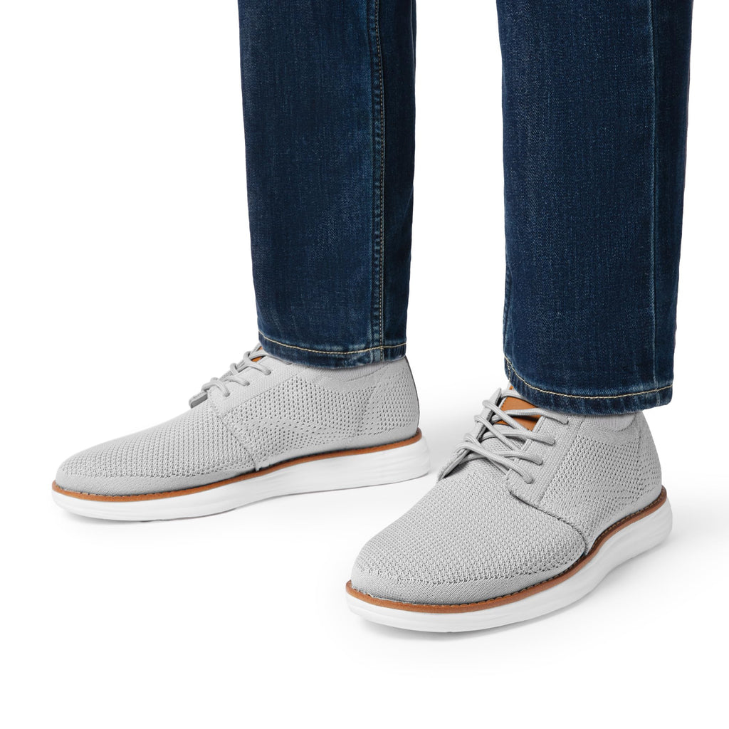 Bruno Marc Men's KnitFlex Breeze Mesh Oxford Sneakers - Breathable Business Casual Shoes Lightweight & Comfortable Walking Shoes for Men, Size 12,Grey,GRAND-01