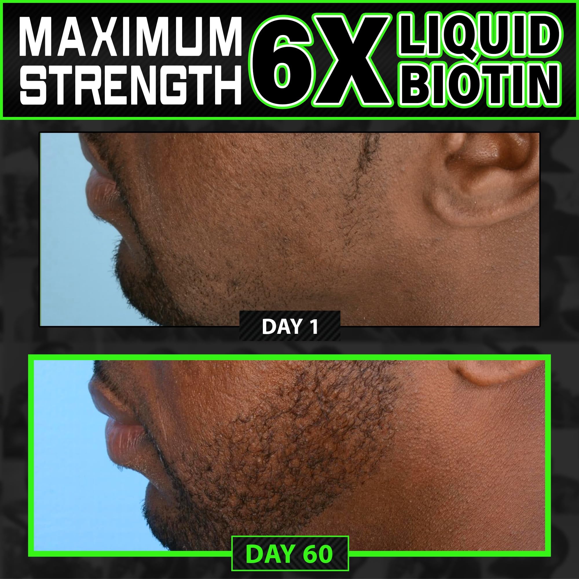 Liquid Biotin Collagen Peptides for Beard Growth and Thickening - Men's Beard and Hair Growth Supplement - Biotin Liquid Drops 96,000mcg 6X More Absorption