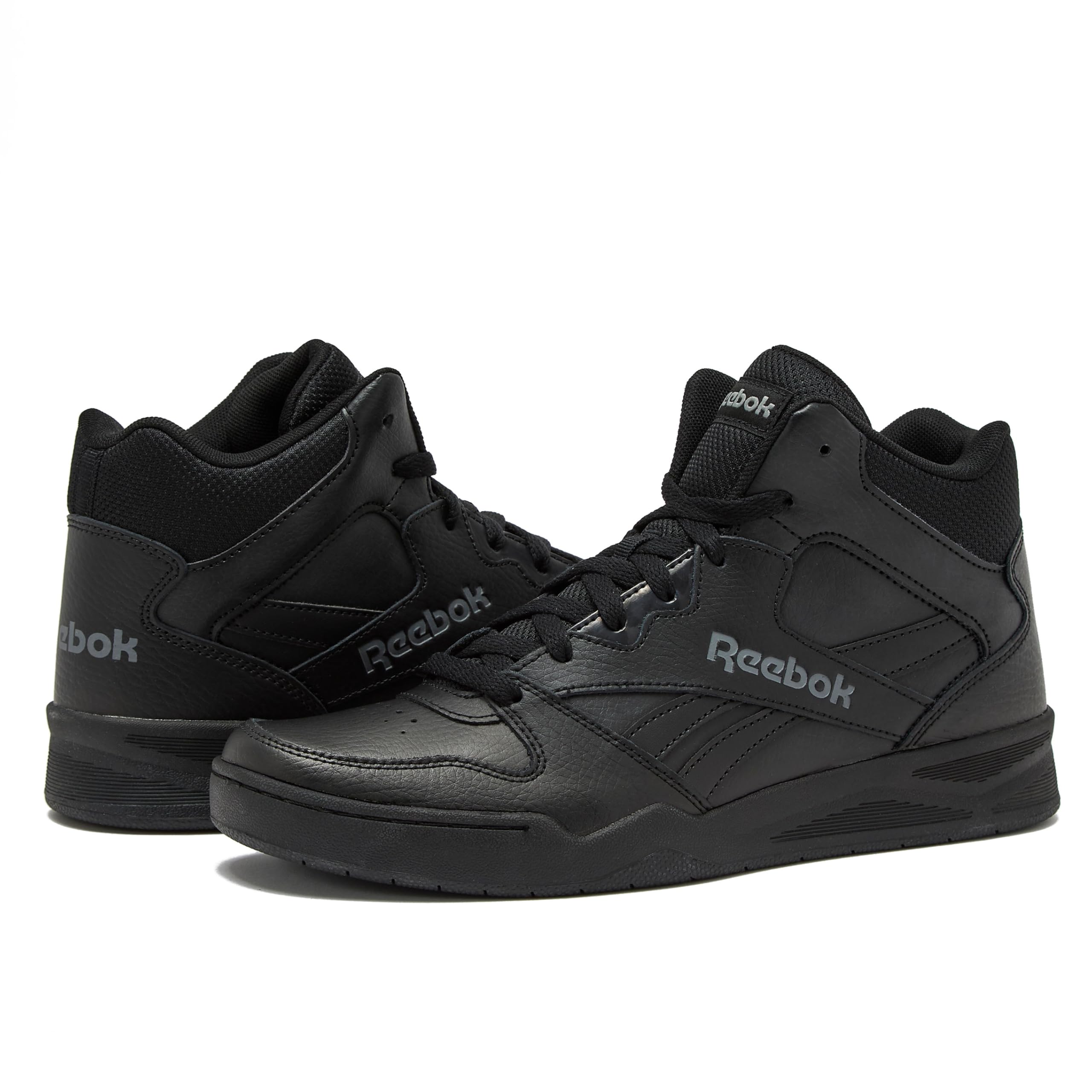 Reebok Royal BB4500 Hi2 High Top Sneakers for Men, Black or White Mens Basketball Shoes, Medium or Wide Width Size 7 to 14 Athletic Mens Shoes, Black/Alloy, 10.5 Medium
