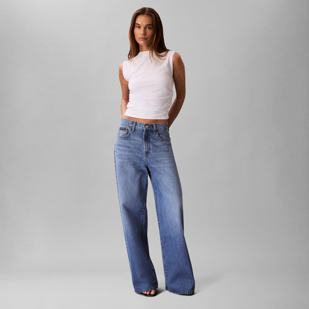 Calvin Klein Women's Cotton Jersey Mock Neck Top Brilliant White