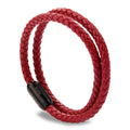 globi Leather Bracelet For Men | Genuine Wrap Braided Leather Cuff Bangle Bracelet with Magnetic Stainless Steel Clasp For Men/Women (Red 7”)
