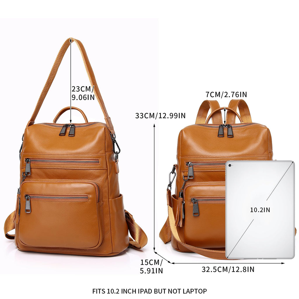 Wesccimo Genuine Leather Backpack Purse For Women