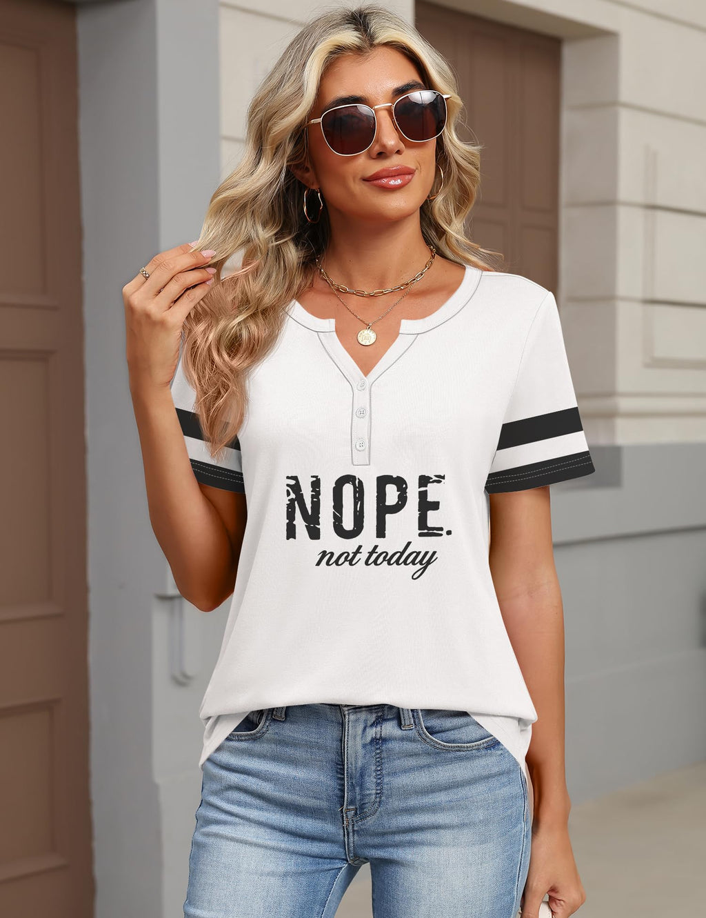 TCOT Short Sleeve Shirts for Women Button V Neck Work Top Casual Blouses XL