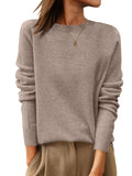 ANRABESS Womens 100% Wool Sweaters Crewneck Long Sleeve Work Business Casual Basic Sweater Tops 2026 Fall Outfits Khaki Medium
