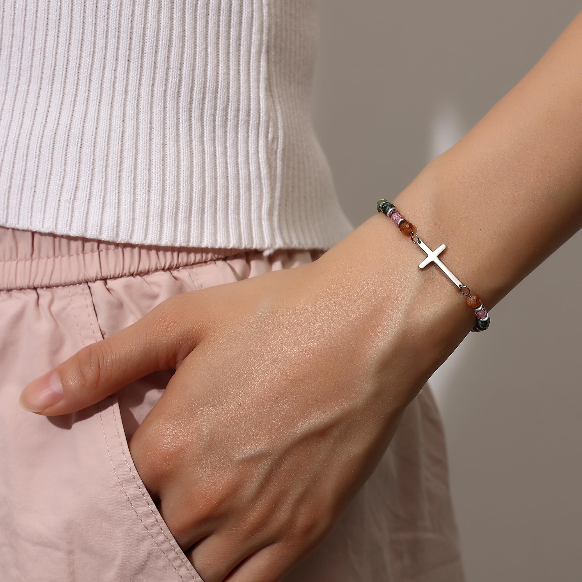 TONY & SANDY Best Friend Friendship Gifts for Women, Mothers Day Graduation Gifts for Friends, Cross Bracelet Christian Jewelry, Best Friend Birthday Gift Woman Friendship Confirmation Teen