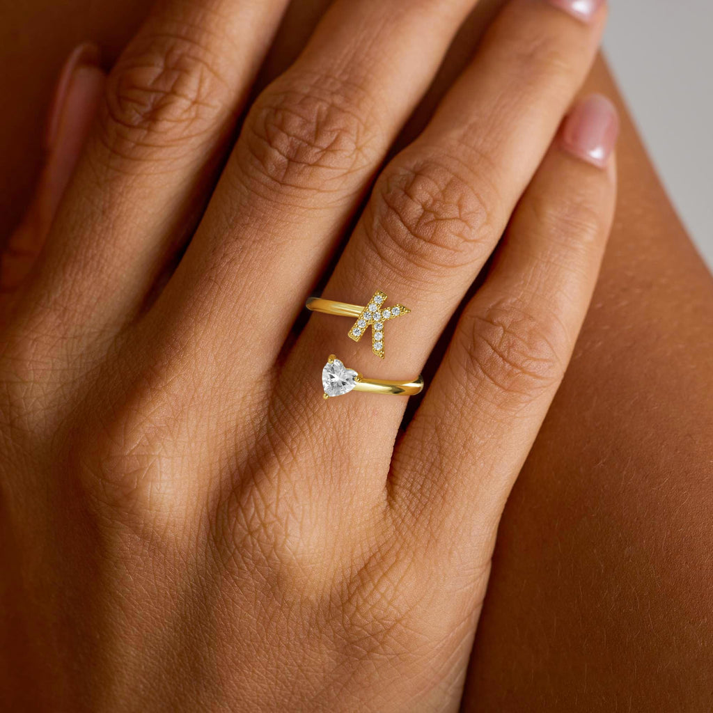 Treasure Bender Valentines Gifts for Teen Girls Initial Rings for Women - 14K Gold Plated K Initial Ring for Girls Age 6-8 Letter B Initial Letter Rings 10 Year Old Girl Birthday Gifts