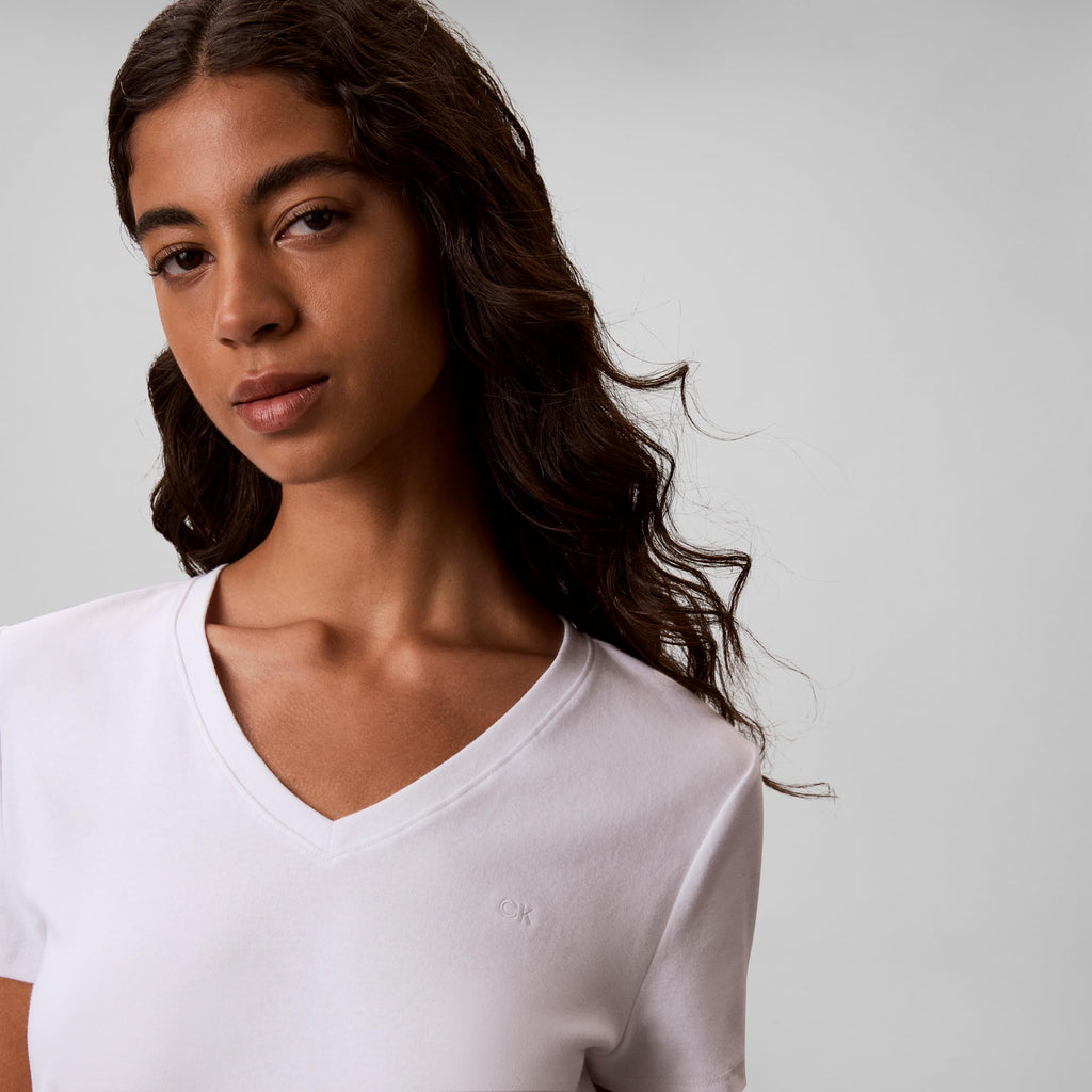 Calvin Klein V-Neck Short Sleeve Tee Bright White