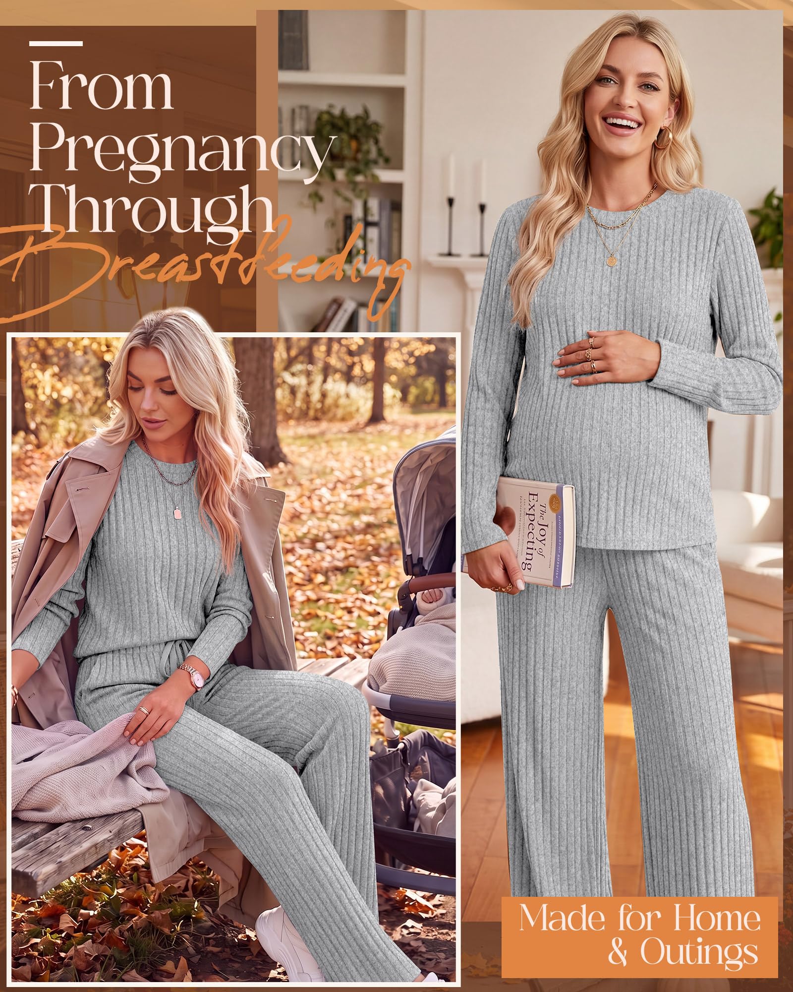 Huukeay 2 Piece Nursing Breastfeeding Se, XX-Large, Gray
