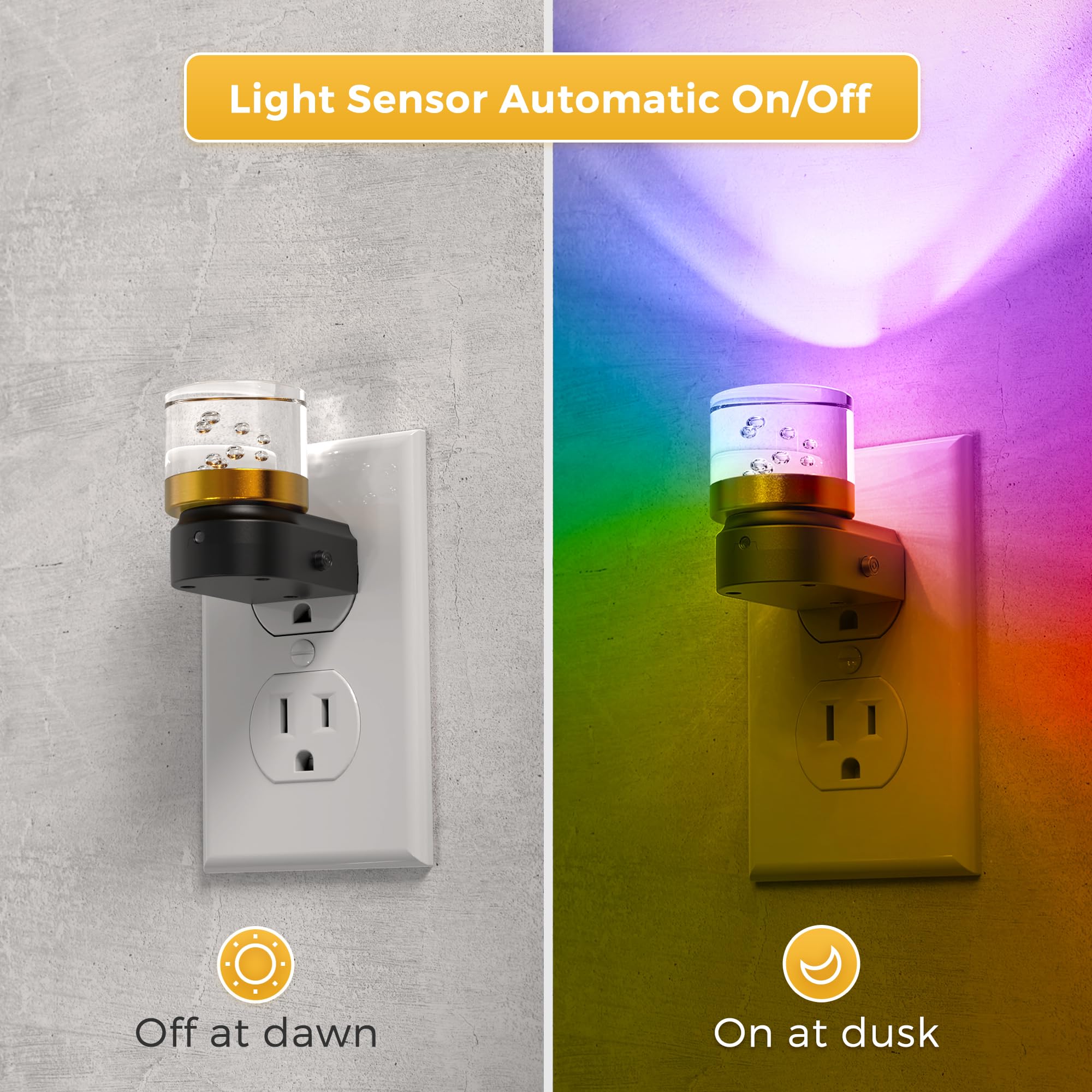L LOHAS LED Night Light, Night Lights Plug into Wall, Color Changing Nursery Nightlight RGB with Dusk to Dawn Sensor, Nightlight Plug in Wall for Halloween, Christmas, Holiday, Hallway Bedroom Kids