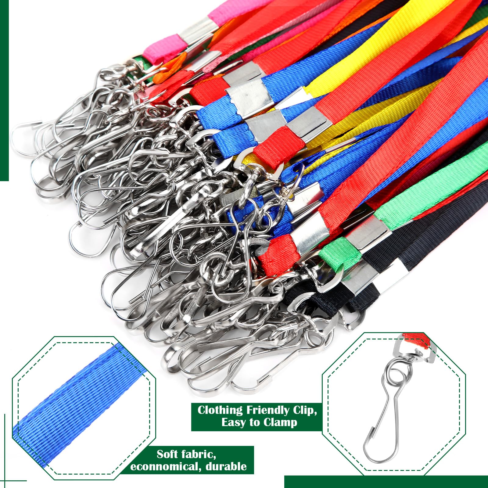 Honoson 100 Sets Name Tag Lanyards Bulk with ID Badge Holder Clear Plastic Horizontal Cruise Necklace Lanyard for Adults Business School Keys (Multicolor)