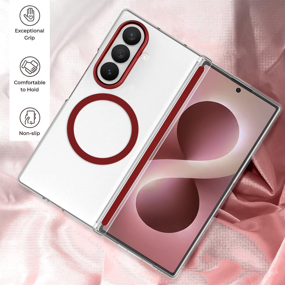 MOWIME Magnetic Designed for Samsung Galaxy Z Fold 8 Ultra Case, Red