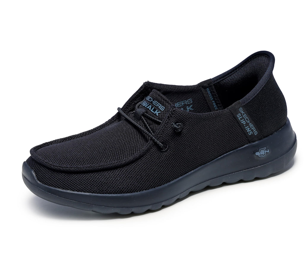 Skechers Women's Hands Free Slip-Ins Go Walk Joy Moc Toe Casual Shoe, Black/Black, 11 Wide US