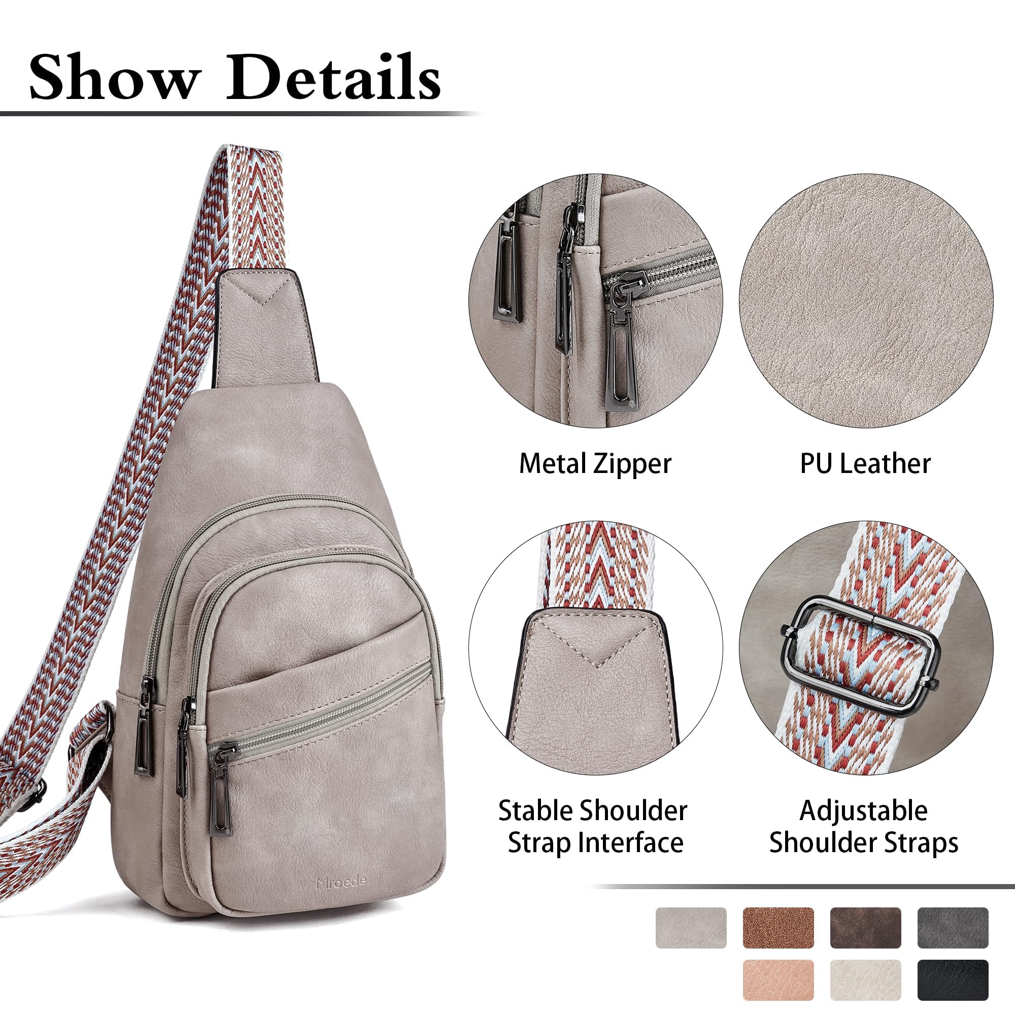 Mroede Sling Bag Crossbody Bags for Women Small Cross Body Bag Fanny Packs Chest Sling Purse for Daily Travel Leisure Sport
