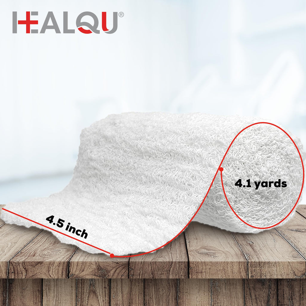 Kerlix Gauze Bandage Rolls - 4 1/2 in x 4.1 Yds, 6 Ply - 6 Single Sterile Pocuhes- Extra Absorbency - Latex Free, Hospital Grade Cotton Fluff Bandage Wrap Krinkle Style - for Wound Care & First Aid
